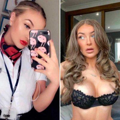 Стеардесса в бюсзгалтере