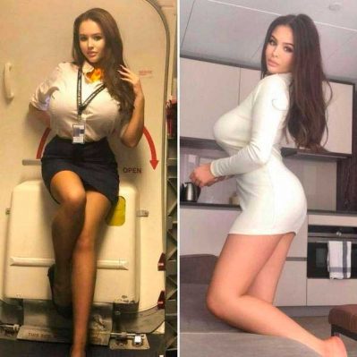 Стеардесса с большой грудью