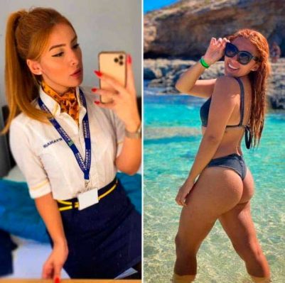 Стеардесса на пляже